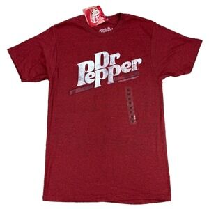 NEW Dr Pepper Logo Men's M Red Heather T-Shirt Tee Luv Graphic Cotton Blend